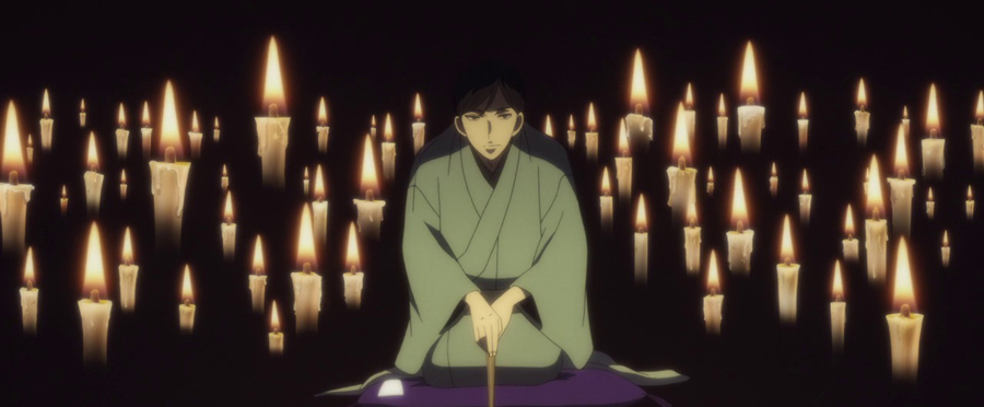 kadr z anime Showa Genroku Rakugo Shinju: Kikuhiko opowiada 